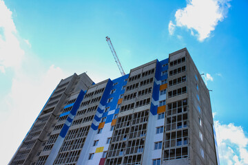 Construction of multi-storey buildings, blue sky