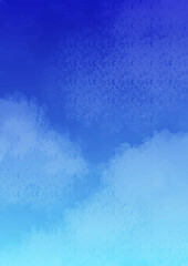 画用紙の質感のあるタッチの水彩　空と雲　