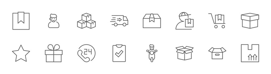 Delivery Shipping Line Icon. It contains symbols box and home. Editable Stroke