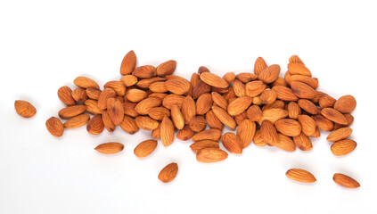 fried almonds on a white background