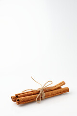 Group a cinnamon stick is herb seasoning aromatic isolated on a white background.