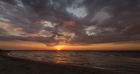 Sunrise over the sea and beautiful cloudscape