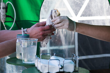 Food serving at a street food market