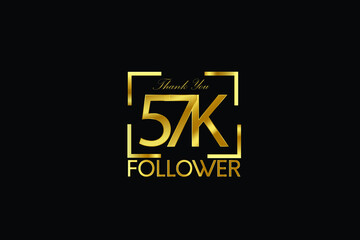 Obraz premium 57K, 57.000 Follower Thank you Luxury Black Gold Cubicle style for internet, website, social media - Vector