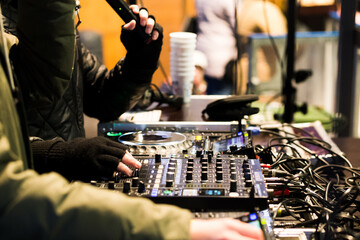 DJ's playing at a christmas market