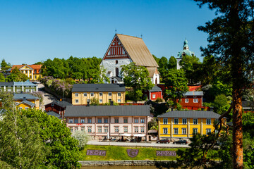 Beautiful panoramic view of Porvoo Cathedral and old town of Porvoo