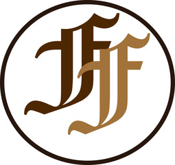 illustratioan of initial letter ff in a circle logo vector
