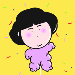 Chubby Girl Gets Bloated Like A Big Balloon Concept Card Character illustration