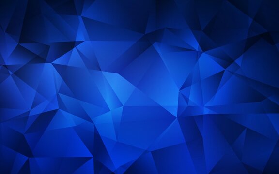 Dark BLUE vector shining triangular layout. Triangular geometric sample with gradient.  A new texture for your web site.