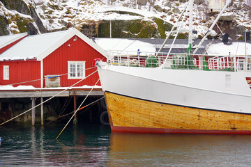 Fototapeta na wymiar Traditional fishermen cabin in Lofoten Archipelago, Norway, Europe