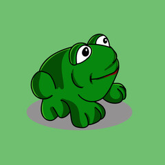vector illustration smiling frog from other side