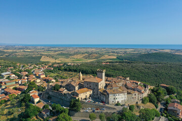 Fototapeta na wymiar Aerial view of the medieval town of capalbio in the tuscan maremma