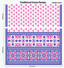 Saree design artwork, women's saree design vector file ready to print