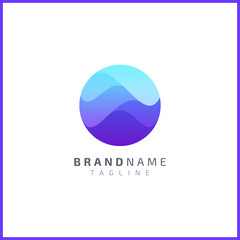 Ocean waves in circle shape. Logo design with smooth gradient color