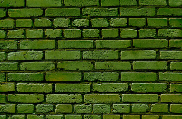 Green brick wall texture background