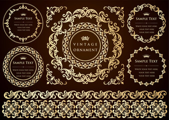 vintage ornament set. borders and frames.