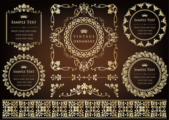 vintage ornament set. borders and frames.