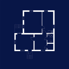 Blueprint floor plan of a modern apartment.  Vector blueprint. Architectural background.