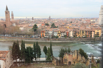 Fototapeta na wymiar panoramic view of Verona city, Italy 