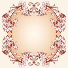 Floral hand drawn vector border