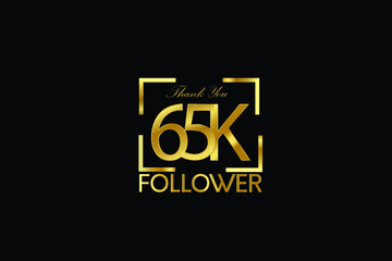 65K, 65.000 Follower Luxury Black Gold Thank you Gold Ribbon for internet, website, social media - Vector
