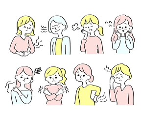 体、心の不調に悩む女性セット　イエロー