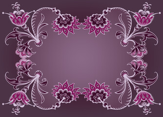 Floral hand drawn vector border