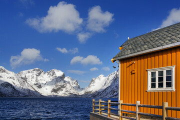 Traditional fishermen cabins in Lofoten Archipelago, Norway, Europe
