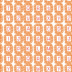 Decorative alphabet letters, frame, vector, seamless pattern