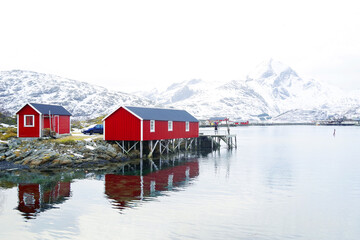 Winter in Stamsund fishing village, Norway, Europe