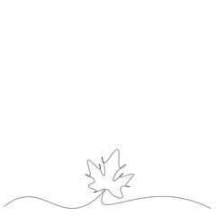Autumn leaf one line drawing, vector illustration
