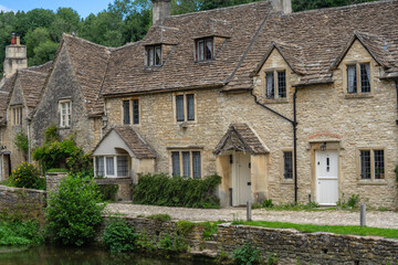 Fototapeta na wymiar Castle Combe is a village and civil parish within the Cotswolds Area of Natural Beauty in Wiltshire. England, UK, July 11, 2020