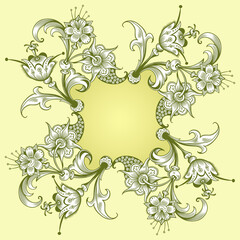 Floral hand drawn vector vintage border