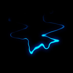 Blue blur neon lighting effects texture for text or copyspace on isolated background. Abstract light speed at motion exposure.