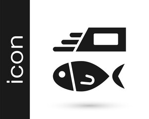 Black Fish and chips icon isolated on white background. Vector.