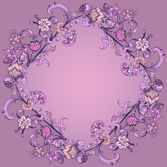 Floral hand drawn vector vintage border