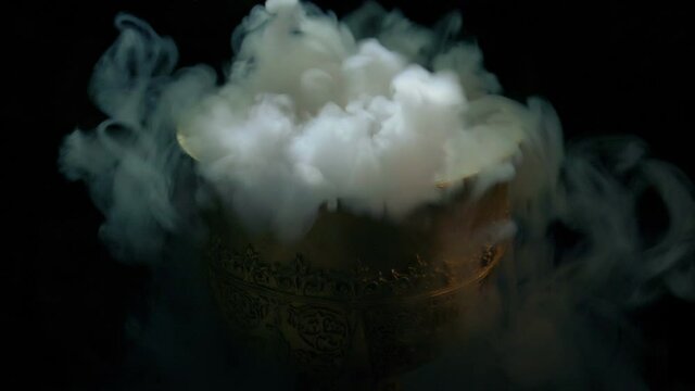 Making A Smoky Bubbling Red Potion In A Goblet