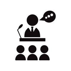 Public speaker icon illustration. Tribune speech sign.
