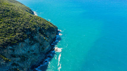 aerial view of the etruscan coast in tuscany in the province of grosseto populonia
