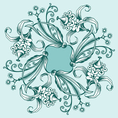 Floral hand drawn vector vintage border