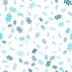 Light BLUE vector seamless elegant template with leaves, branches. Modern abstract illustration with leaves and branches. Texture for window blinds, curtains.