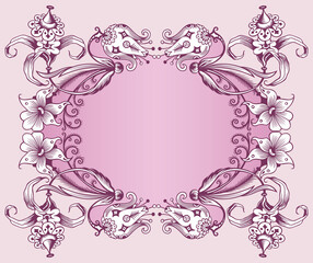 Floral hand drawn vector vintage border