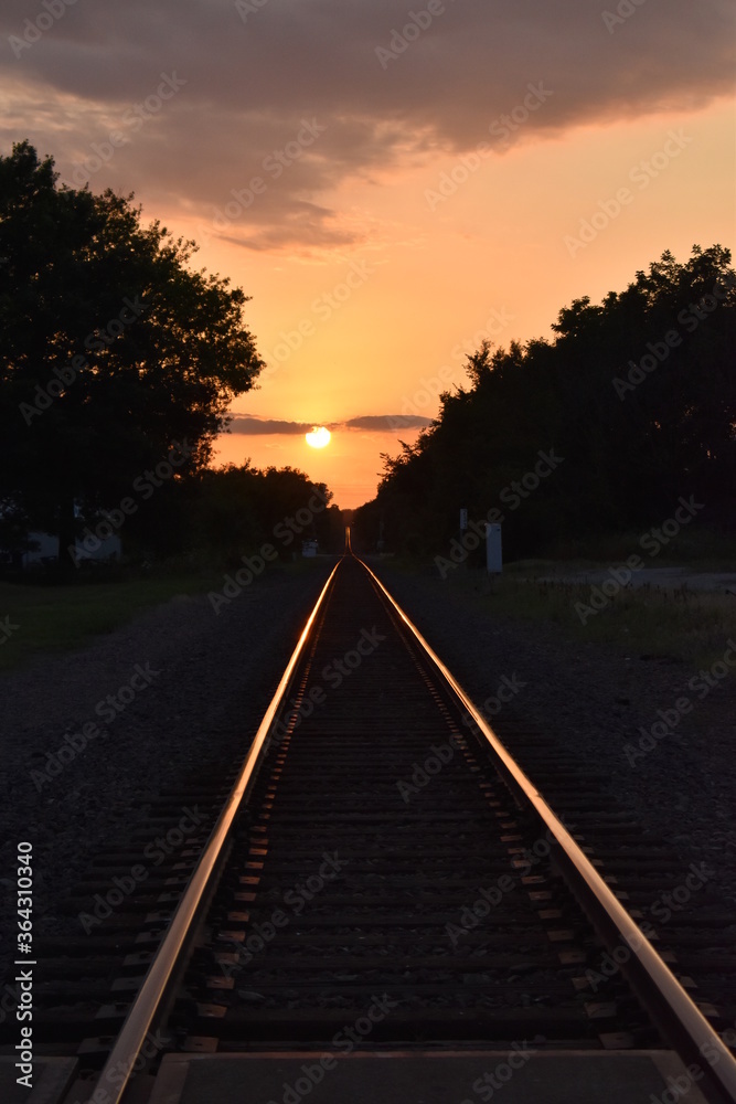 Canvas Prints railroad tracks at sunset