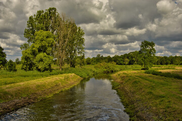 MAŁA RZEKA PŁYNĄCA MIĘDZY POLAMI © michalsen