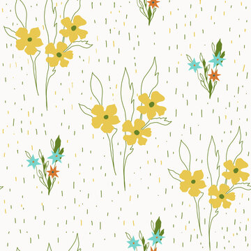 Florall seamless pattern. Botanical illustration. Design for banner, card invitation and scrapbook.