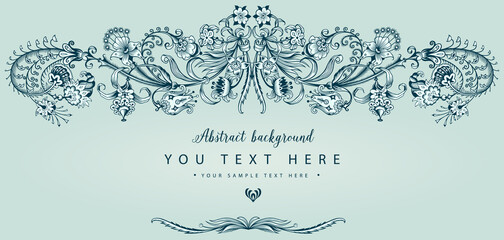 Floral hand drawn vector vintage border