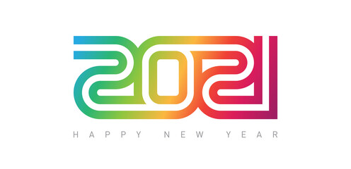 Happy new year 2021. Brochure or calendar cover design template. Cover of business diary for 2021 with wishes and colorful gradient. Vector.