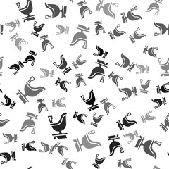 Black Roman army helmet icon isolated seamless pattern on white background. Vector.