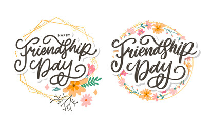 Friendship day vector illustration with text and elements for celebrating friendship day flowers