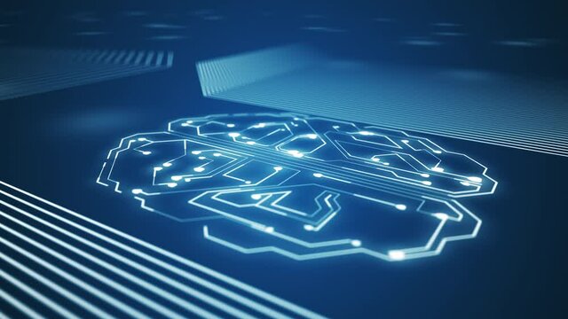4k video of AI digital brain big data deep learning computer.